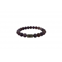 LEATHER&STEEL PERL PURPER ARMBAND STAAL EN LEPIDOLIET