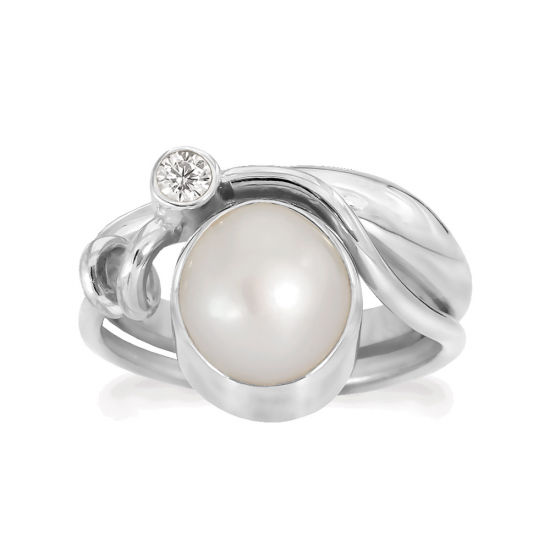 RABINOVICH 79403065 ZILVEREN RING MET PAREL EN ZIRKONIA WINDING WHITE