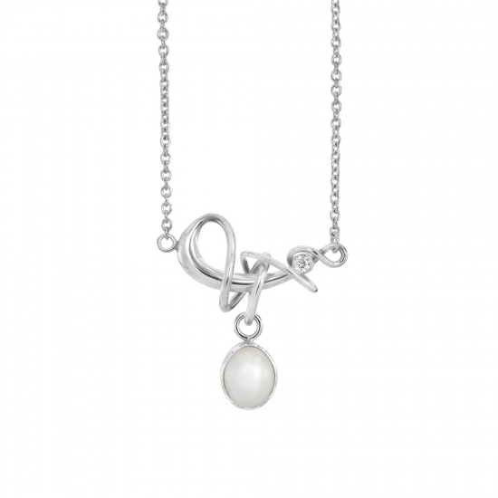 RABINOVICH 79402065 ZILVEREN COLLIER MET PAREL EN ZIRKONIA WINDING WHITE