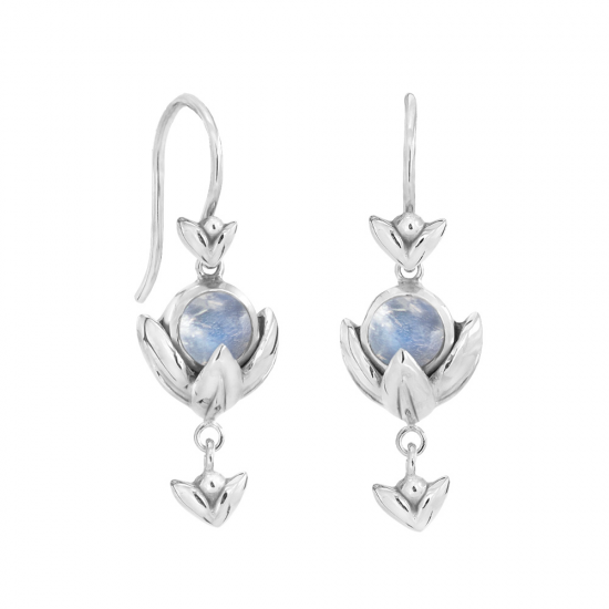 RABINOVICH 78404021 ZILVEREN OORHANGERS MET MAANSTEEN WATER LILY RABINOVICH 78404021 ZILVEREN OORHANGERS MET MAANSTEEN WATER LILY