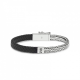 SILK 369BLK ZILVER/LEER ARMBAND ZWART ALPHA COLLECTIE