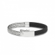 SILK 369BLK ZILVER/LEER ARMBAND ZWART ALPHA COLLECTIE