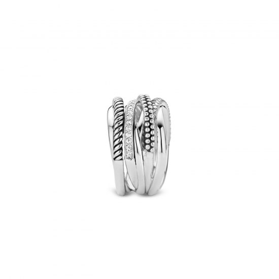 TI SENTO 12066ZI ZILVEREN RING MET ZIRKONIA BUBBLES/ROPE