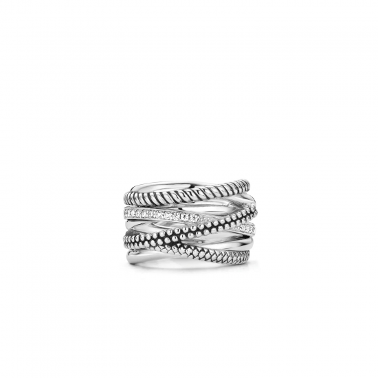 TI SENTO 12066ZI ZILVEREN RING MET ZIRKONIA BUBBLES/ROPE