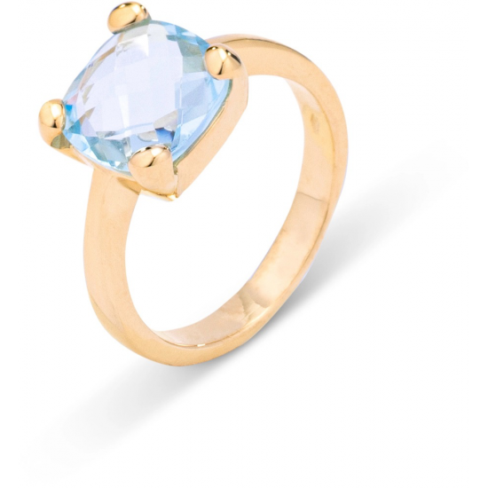 MONZARIO 651-R GEEL 18K. GEELGOUDEN RING MET BLAUWE TOPAAS