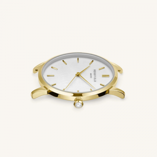 ROSEFIELD RMGMG-R06 DAMESHORLOGE VERGULD STAAL PEARL EDIT MESH WHITE MOP GOLD ROSEFIELD RMGMG-R06 DAMESHORLOGE VERGULD STAAL PEARL EDIT MESH WHITE MOP GOLD