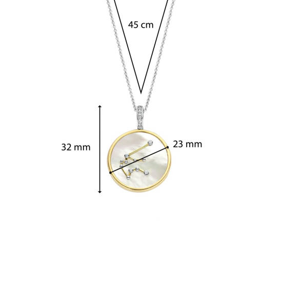 TI SENTO 6826AQ ZILVEREN COLLIER MET VERGULDE HANGER WATERMAN