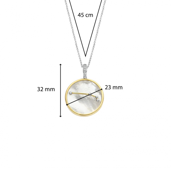 TI SENTO 6826AR ZILVEREN COLLIER MET VERGULDE HANGER RAM