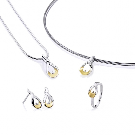 GALA DESIGN J0132 ZILVEREN COLLIER MET VERGULD ZILVEREN HANGER ZIRKONIA STRONG