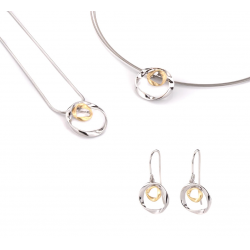 GALA DESIGN J0128 ZILVEREN COLLIER MET VERGULD ZILVEREN HANGER SOLAR