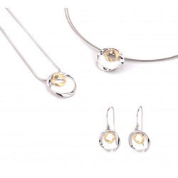 GALA DESIGN J0126 ZILVEREN OORHANGERS MET VERGULD ZILVEREN HANGER SOLAR