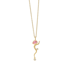 RABINOVICH 80302354 VERGULD ZILVEREN COLLIER MET ROZE TOPAAS PINK WILLOW