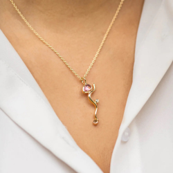 RABINOVICH 80302354 VERGULD ZILVEREN COLLIER MET ROZE TOPAAS PINK WILLOW