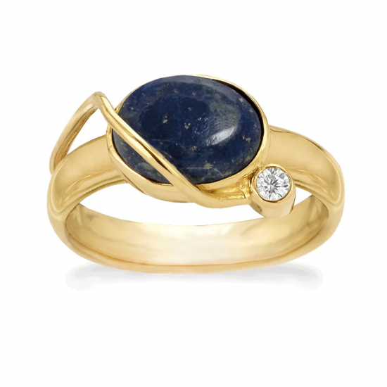 RABINOVICH 80003314 VERGULD ZILVEREN RING MET LAPIS LAZULI STARRY NIGHT