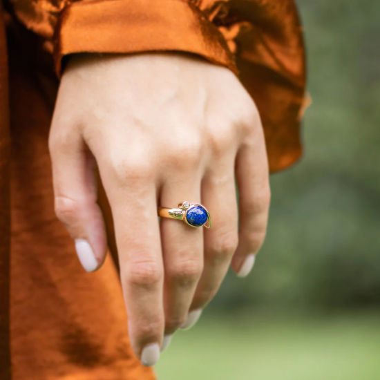 RABINOVICH 80003314 VERGULD ZILVEREN RING MET LAPIS LAZULI STARRY NIGHT