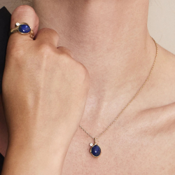 RABINOVICH 80002314 VERGULD ZILVEREN COLLIER MET HANGER LAPIS LAZULI  STARRY NIGHT