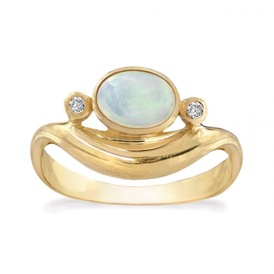 RABINOVICH 80403118 GOUDEN RING MET OPAAL EN DIAMANT ELEGANT OPAL