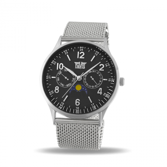 DAVIS 2355 HERENHORLOGE STAAL MAANSTAND LUCA