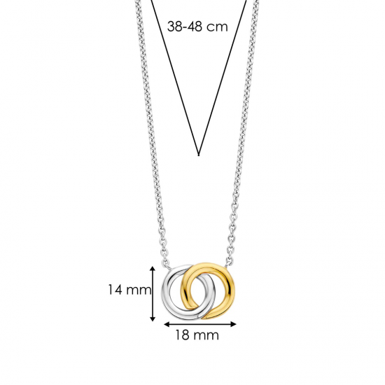 TI SENTO 3822SY ZILVEREN COLLIER MET BICOLOR VERGULD HANGERTJE