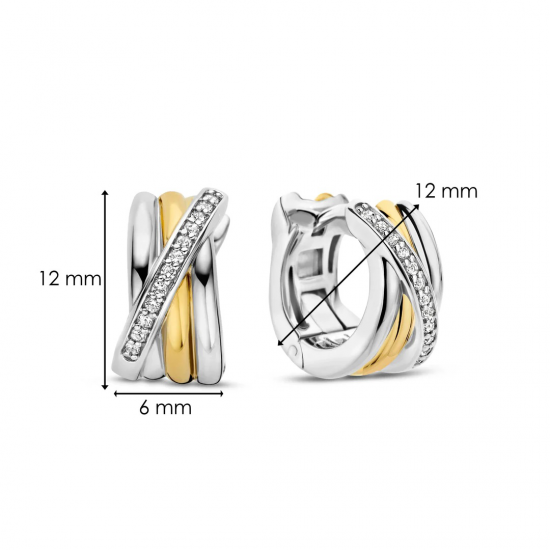 TI SENTO 7960ZY ZILVER VERGULDE OORRINGEN BICOLOR MET ZIRKONIA