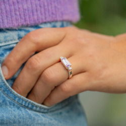 RABINOVICH 80703002 ZILVEREN RING MET AMETHIST EN ZIRKONIA PETITE OCTAGON