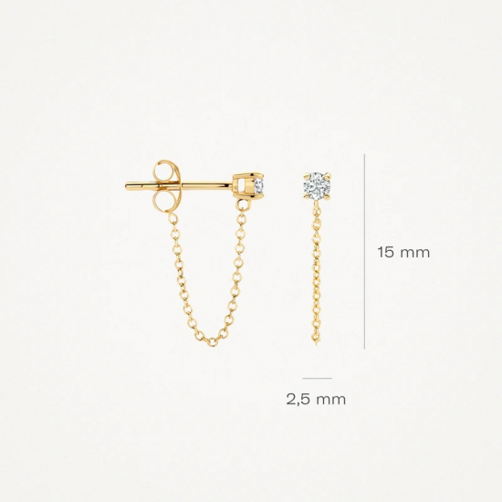 BLUSH 7344YZI GEELGOUDEN OORKNOPPEN ZIRKONIA