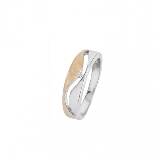 GALA DESIGN T0943 ZILVER VERGULDE RING MAT-POLI ZIRKONIA FROST GOLD