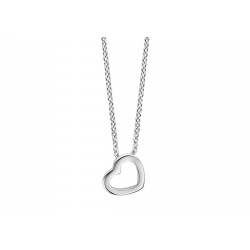 MOMENTS 61337AW ZILVEREN COLLIER MET HANGER GERHODINEERD HARTJE