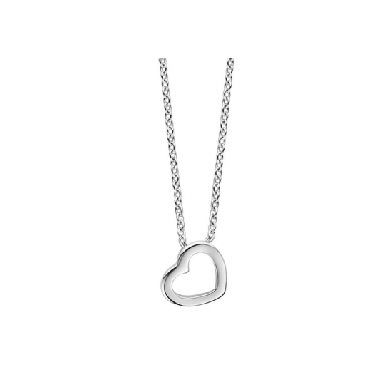 MOMENTS 61337AW ZILVEREN COLLIER MET HANGER GERHODINEERD HARTJE