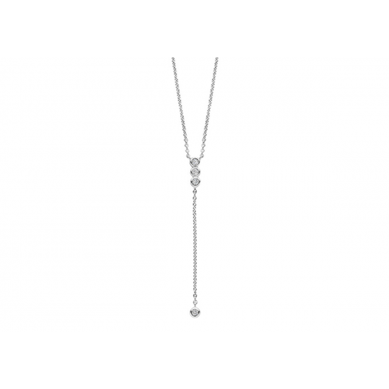 MOMENTS 61343AW ZILVEREN COLLIER MET HANGER GERHODINEERD ZIRKONIA