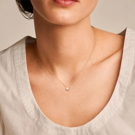 BLUSH 3200YLG GEELGOUDEN COLLIER MET HANGER LAB GROWN DIAMOND GEBOORTESTEEN COLLECTIE