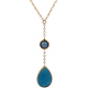 MONZARIO 1549-C GEEL 14K GOUDEN COLLIER MET TOPAAS EN BLAUWE KWARTS HANGER
