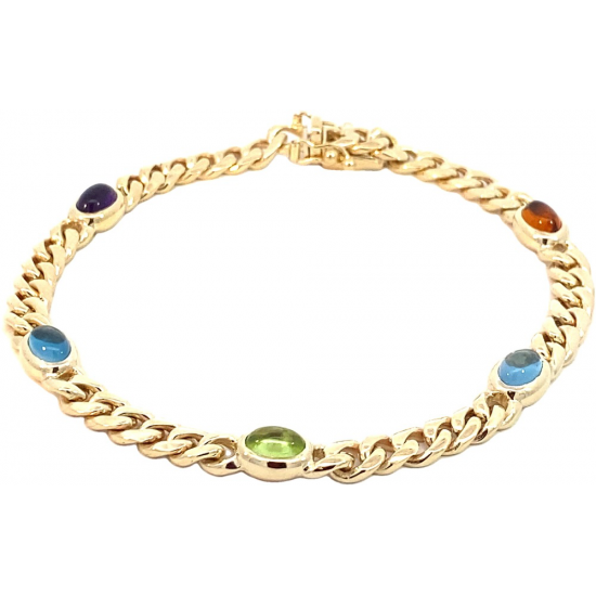 MONZARIO 1178-A GEEL 14K. GEELGOUDEN ARMBAND MET EDELSTENEN