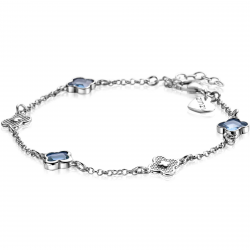 ZINZI ZIA2582 ZILVEREN ARMBAND GERHODINEERD MET BLAUWE KLAVERS