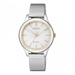 CITIZEN EM0504-81A DAMESHORLOGE ECO-DRIVE BICOLOR STAAL