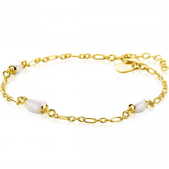 ZINZI ZIA987G ZILVER VERGULDE ARMBAND MET ZOETWATERPARELS