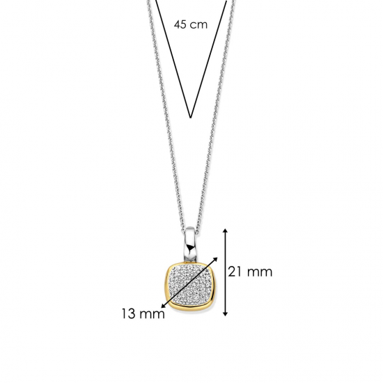 TI SENTO 6837ZY ZILVEREN COLLIER MET ZILVER VERGULDE HANGER ZIRKONIA