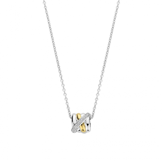 TI SENTO 34059ZY ZILVEREN COLLIER MET ZILVER VERGULDE HANGER ZIRKONIA