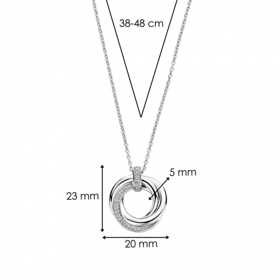 TI SENTO 34055ZI ZILVEREN COLLIER MET ZILVEREN HANGER ZIRKONIA