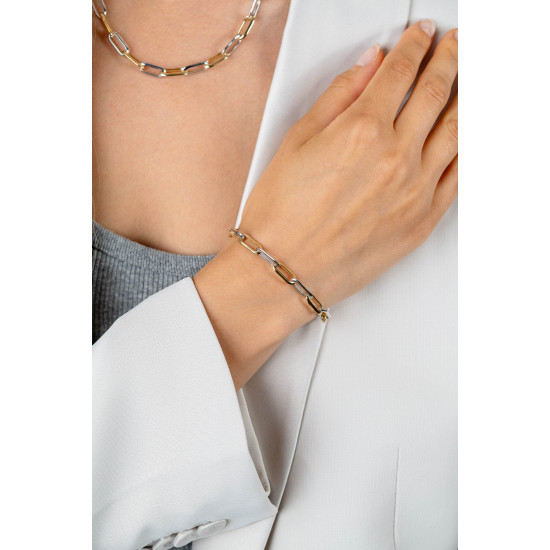 ZINZI ZIA2668 ZILVER VERGULDE ARMBAND PAPERCLIP ZINZI ZIA2668 ZILVER VERGULDE ARMBAND PAPERCLIP