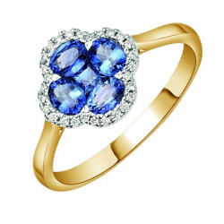 PAS DIAMONDS GBH0200 18K GOUDEN RING SAFFIER-DIAMANT KLAVER
