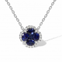 PAS DIAMONDS GBH0219 18K GOUDEN COLLIER MET HANGER NATUURLIJKE SAFFIER-DIAMANT KLAVER