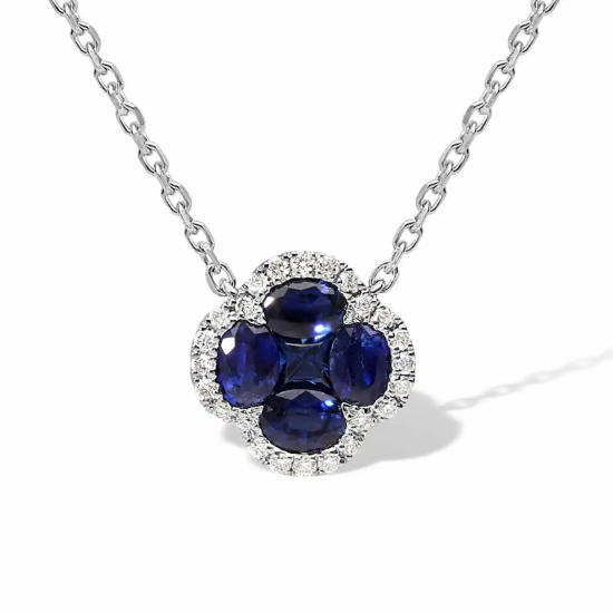 PAS DIAMONDS GBH0219 18K GOUDEN COLLIER MET HANGER NATUURLIJKE SAFFIER-DIAMANT KLAVER PAS DIAMONDS GBH0219 18K GOUDEN COLLIER MET HANGER NATUURLIJKE SAFFIER-DIAMANT KLAVER