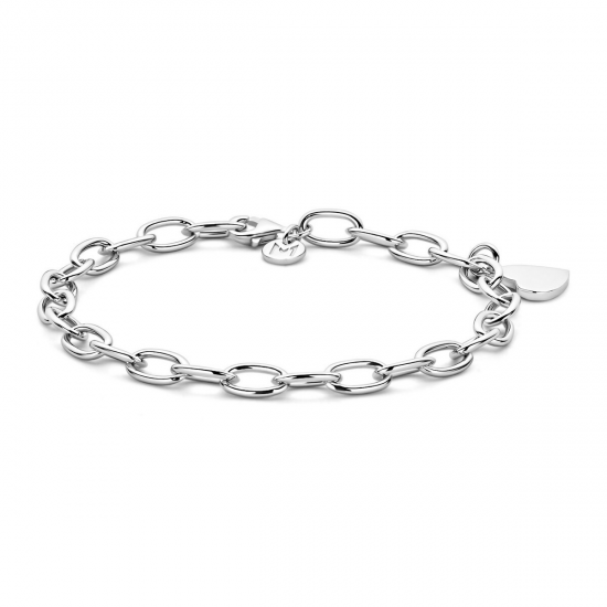MOMENTS 25411AW ZILVEREN ARMBAND GERHODINEERD OVALE SCHAKELS MET HART MOMENTS 25411AW ZILVEREN ARMBAND GERHODINEERD OVALE SCHAKELS MET HART