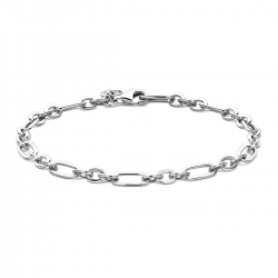 MOMENTS 25412AW ZILVEREN ARMBAND GERHODINEERD OVALE SCHAKELS