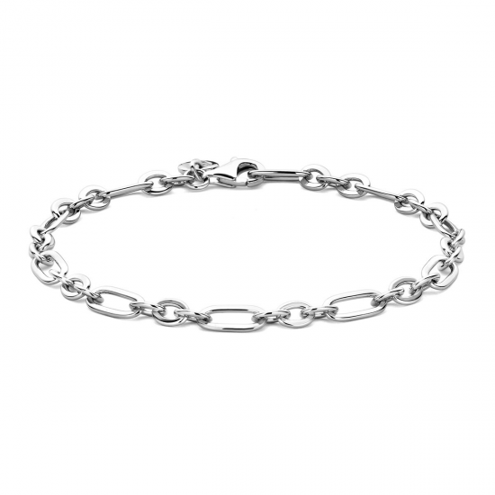 MOMENTS 25412AW ZILVEREN ARMBAND GERHODINEERD OVALE SCHAKELS