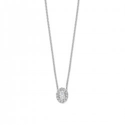 MOMENTS 61253AW ZILVEREN COLLIER MET HANGER GERHODINEERD ZIRKONIA