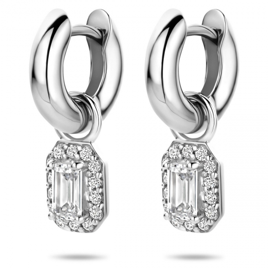 MOMENTS 90109AW ZILVEREN OORRING AANHANGERS MET ZIRKONIA GERHODINEERD