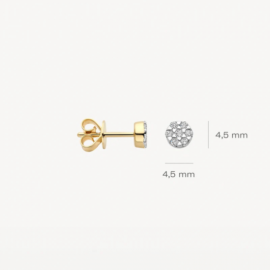 BLUSH 7635BDI GOUDEN OORKNOPPEN MET NATUURLIJKE DIAMANT 0.17CT.