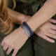 SILK 841BBU ZILVER/LEER ARMBAND ZWART-BLAUW ALPHA COLLECTIE SILK 841BBU ZILVER/LEER ARMBAND ZWART-BLAUW ALPHA COLLECTIE